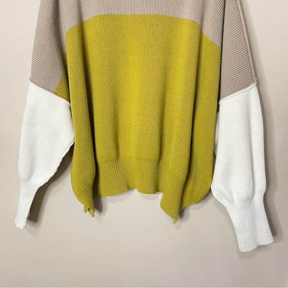 ❌SOLD❌FREE PEOPLE Easy Street Colorblock Oversized Sweater, Medium - Picture 5 of 9